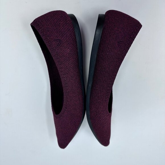 Vivaia Womens Point Toe Knit Ballet Flats Size 37.5 Garnet Red Washable Comfort - Picture 8 of 9